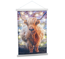 Wandkleed Schotse Hooglander met 40 LED warm wit 75x120cm excl. 3xAA batt.