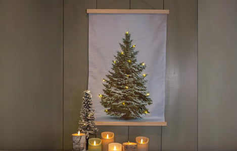 Wandkleden kerstboomprint met LED