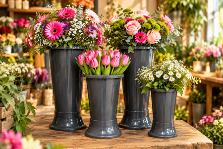 Bloemen vazen en emmers