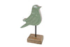 Sculpture bird "Tomtit" L green/natural mango 18x13x5cm