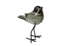 Sculptuur vogel "Finch" op voet helder/d.groen glas 11x8x14cm