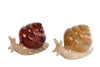 Sculptuur "Snail" L groen/bruin 2 assortie aardewerk 12,5x12,5x6,5cm