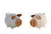 Spaarpot "Pig" crème/beige  2 assortie aardewerk 12x9,5x9cm