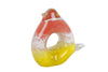 Sculpture "Bird Hole" L pink/yellow glass 11x4.5x11cm