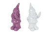 Money box "Gnome" lilac/white 2 assorted polystone 7x6x20cm