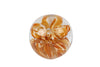 Sculptuur "Ball" met bloem amber glas 8x8x8cm