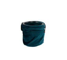 Mand-zak 'textiel' leer-detail petrol dia10x10cm (met glas)