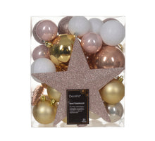 Box a 33 Kerstbal kunststof mix assortie pink D.8cm