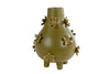 Vase "Fleur" L green/gold earthenware 19x19x25cm