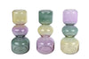 Vaas "Nour" paars/mosterd/groen 3 assortie glas 12x12x27,5cm