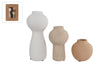Vaas "Izzy" Set/3 stuks wit/beige/bruin aardewerk 29x11,5x23,5cm