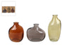 Vaas "Lou" Set/3 bruin/groen/grijs glass 33x16x6cm