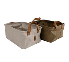 Opbergbox L grijs/d.groen 2 assortie Washable paper 32x22x15cm