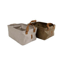 Opbergbox S grijs/d.groen 2 assortie Washable paper 25x17x11cm