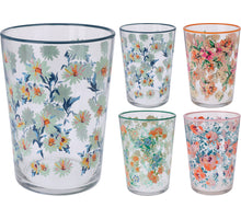 VAASJE/ DRINKGLAS FLOWERS 510ML D8,8 H12CM 4 ASSORTIE