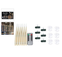Kaars LED Set/6 met clip/zuignap/RC ivoor 27x17x5cm