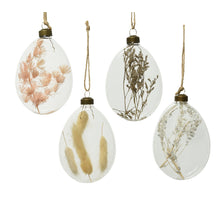 Hanger ei glas met droogbloemen 4ass L10.5-W8-H2.5cm - naturel