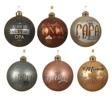 Kerstbal glas silver/matt color family decals 6 ass. D.10cm