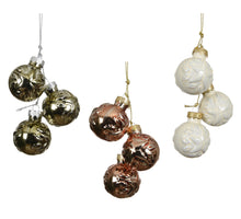 Bundel a 3 Kerstbal glas dia3.5cm x H.4cm 3 assortie