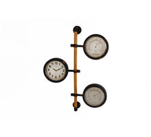 Klok thermometer en vochtigheidsmeter bruin 52x8x72cm
