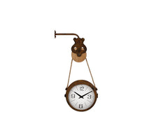Stationklok rond met catrol roest/goud metaal 34x9x52cm