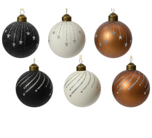 Hanger Kerstbal glas 6 assortie ''ster'' mix D.8cm