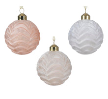 Hanger Kerstbal glas 3 kleuren assortie ''wave'' D.8cm