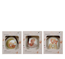 Kerstballen glas with bear decal and star 3ass assortie D.10cm