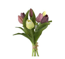 Real Touch Tulip Bundle x7 L30cm Aubergine/White Combo