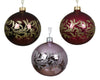 Christmas ball glass glitter decoration 3 colors assorted D8cm