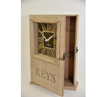 Sleutelkastje/klok 'open design' 22x7,5x32 cm hout