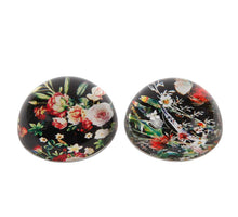 Presse papier glas 'Flowers' 2ass dia8x4cm