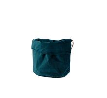 Mand-zak 'textiel' omgeslagen rand petrol dia15x13cm