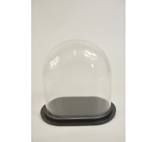 Stolp ovaal S helder glas 18x11x20cm zwart houten plateau