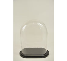 Stolp ovaal L helder glas 24x12,5x30cm zwart houten plateau