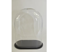 Stolp ovaal XL helder glas 30x16x40cm zwart houten plateau