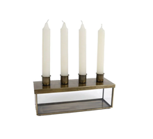 Kandelaar Showcase ''Iris'' helder glas/goud 22,5x7,5x7,5cm (exclusief kaarsjes)