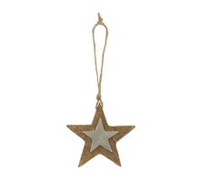 Hanger star mango wood 9x9x1.5cm Silver