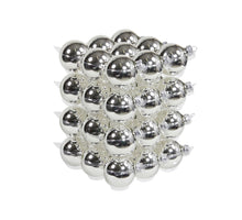 cb. 36 glassballs/cap silver shiny 57 mm