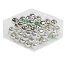 cb. 72 glassballs/wire silver shiny 30 mm