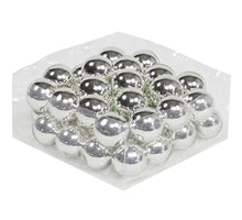 cb. 36 glassballs/wire silver shiny 40 mm