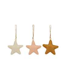 Hanger star fabric 13x13x4cm 3 Mixed brown