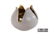 Tea light holder "Wim" S taupe/gold earthenware 10x10x7cm
