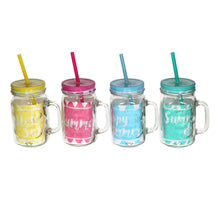 Drink Jar Glass 4 Colors 4 ASS 10,4 x 7,7 x 13,4 cm