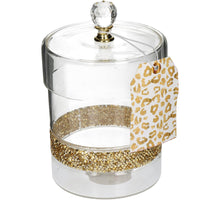 Jar With Lid Glass With Gold deco H14,5 D9cm