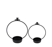 S/2 Candle holder metal 37.5x22x42cm Black