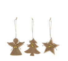 Hanger tree, angel, star ply wood 11x0.3x12cm 3 Mix Beige