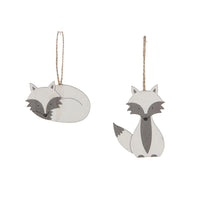 Ornament vos wit 2 assorti - l5xb0,5xh8,5cm