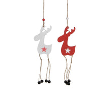 Ornament hert wit rood 2 assorti - l7xb5,5xh32cm