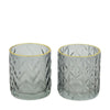 Tealight holder glass 7.3x7.3x8cm 2 Gray mix